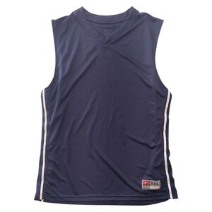 NIKE Sleeveless Mesh Panel Shirt Side Stripe Jersey Size XXL Navy Blue & White